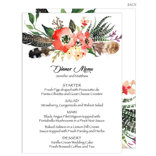 Fall Feathers Menus